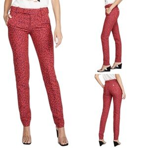 Zadig & Voltaire Tissu Italien Red & Black Leo Leopard Jacquard Pants EU 38 US 8